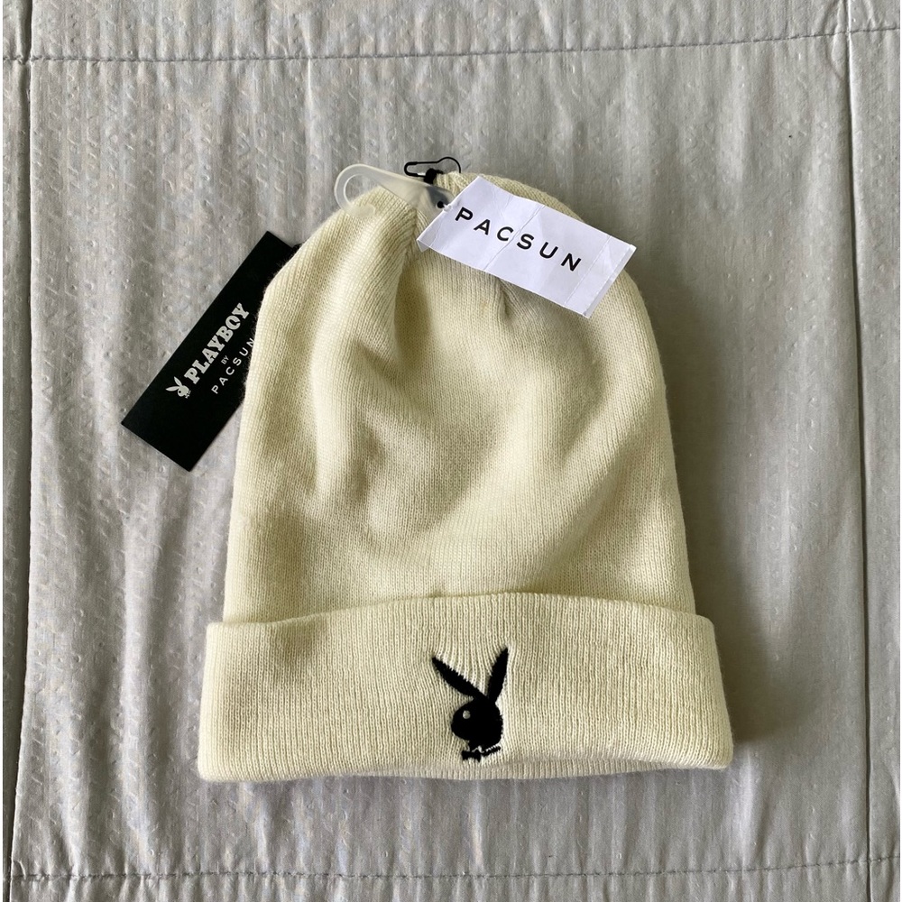 PacSun White/ Black Playboy Beanie (OS)